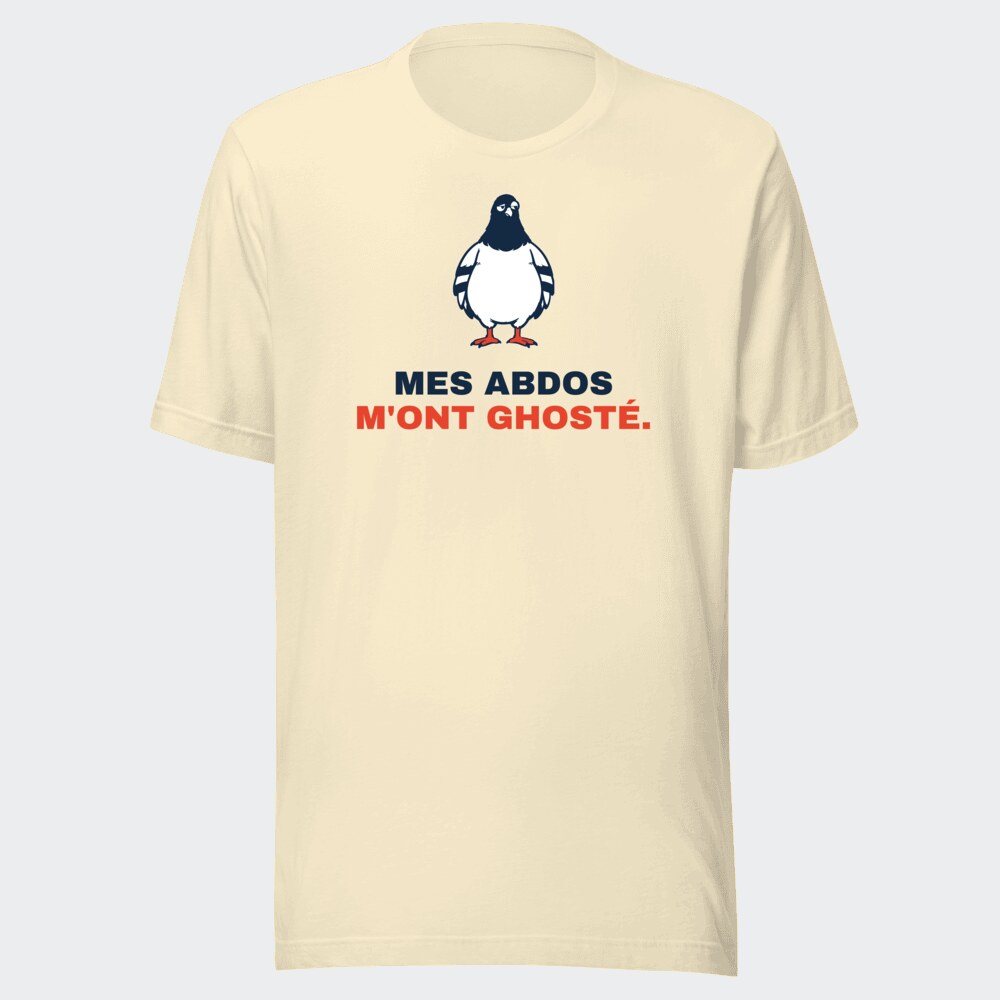 T-shirt écru « Mes abdos m'ont ghosté. »