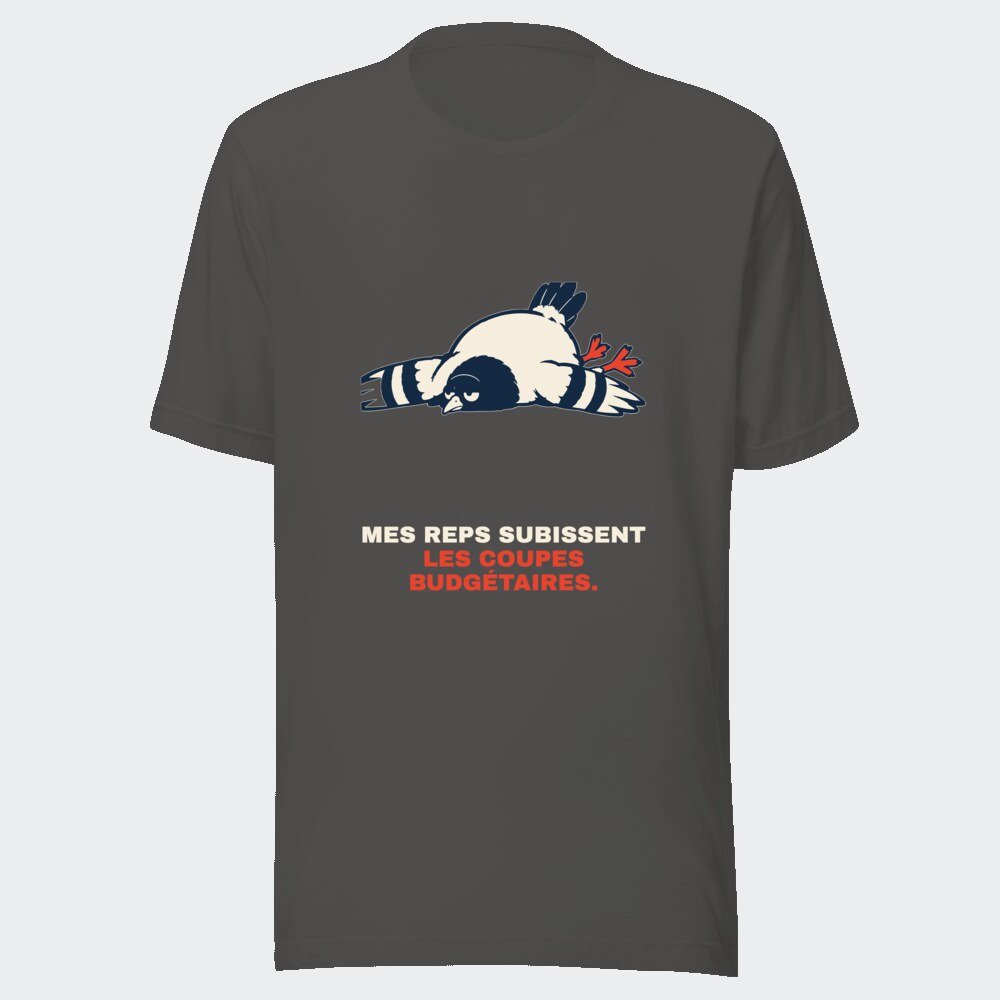 T-shirt anthracite « Mes reps subissent les coupes budgétaires. »