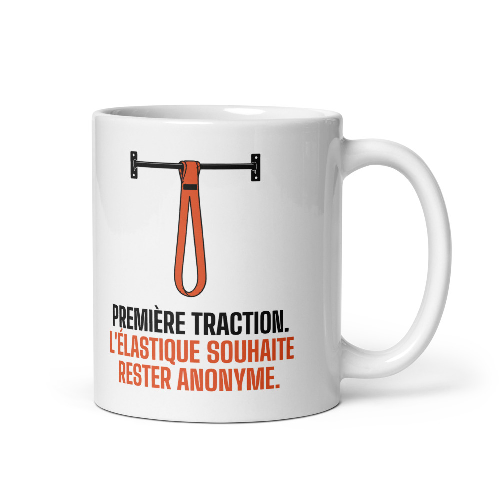 Mug 33 cl « Première traction. L'élastique souhaite rester anonyme. »