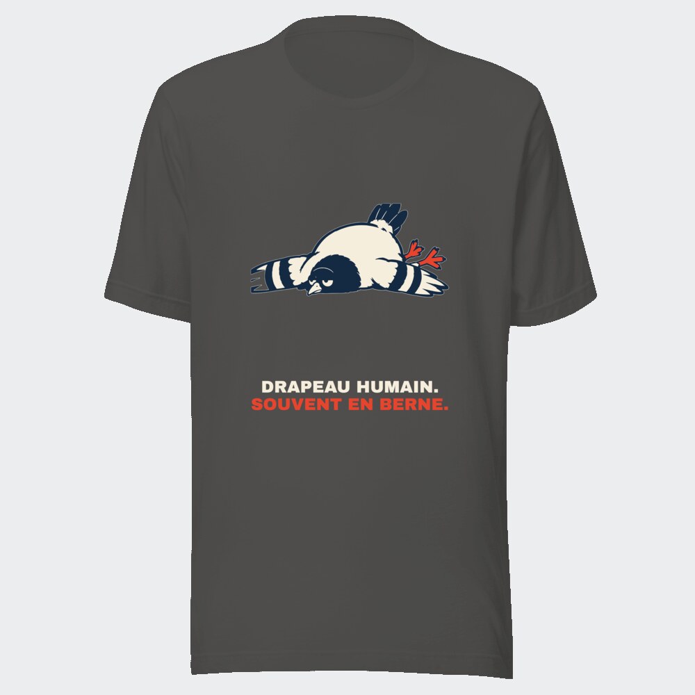 T-shirt anthracite « Drapeau humain. Souvent en berne. »
