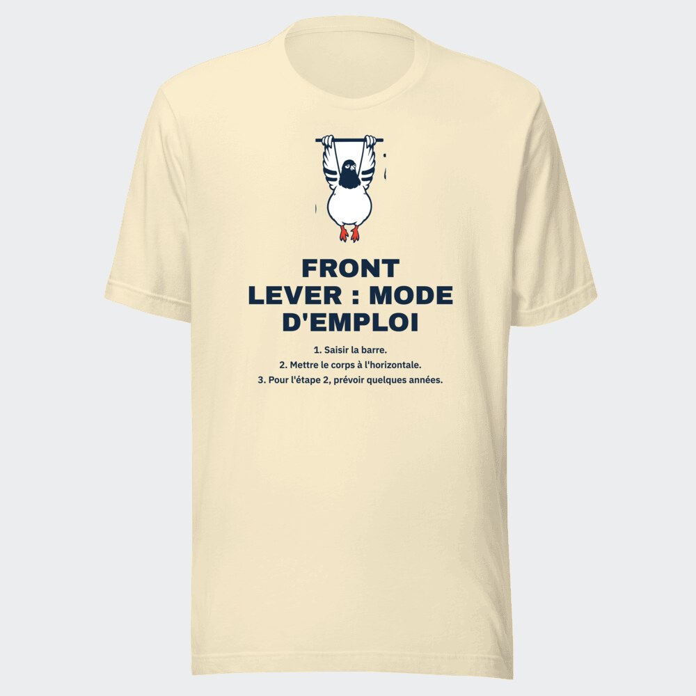 T-shirt écru « Front lever : mode d'emploi »