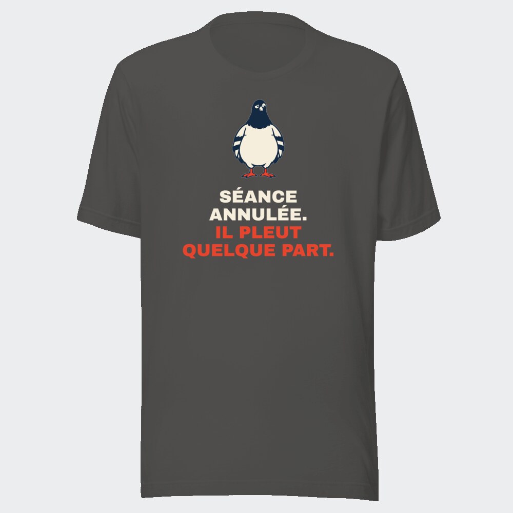 T-shirt anthracite « Séance annulée. Il pleut quelque part. »