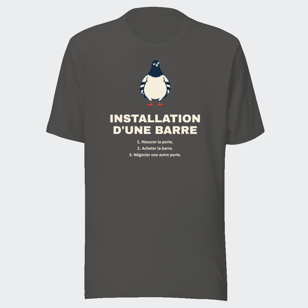 T-shirt anthracite « Installation d'une barre »